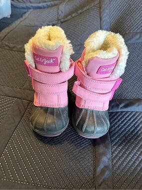 Cat & Jack Pink and Black Girls' Insulated Snow Boots with Faux Fur